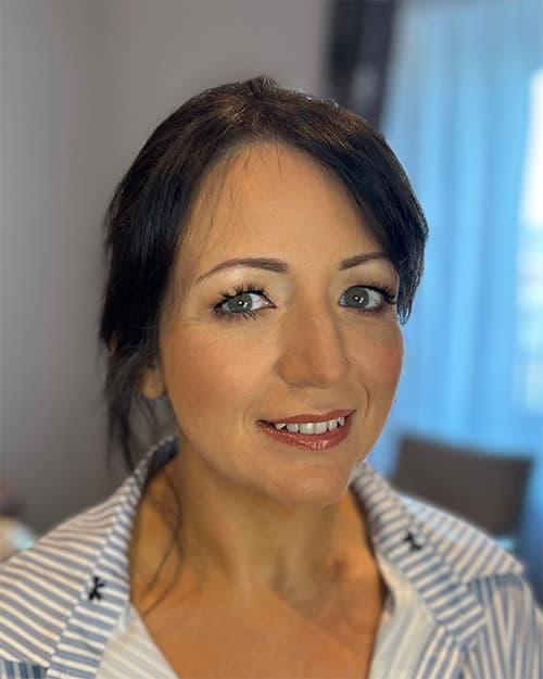 Client after bridal makeup — soft glam with glowing skin