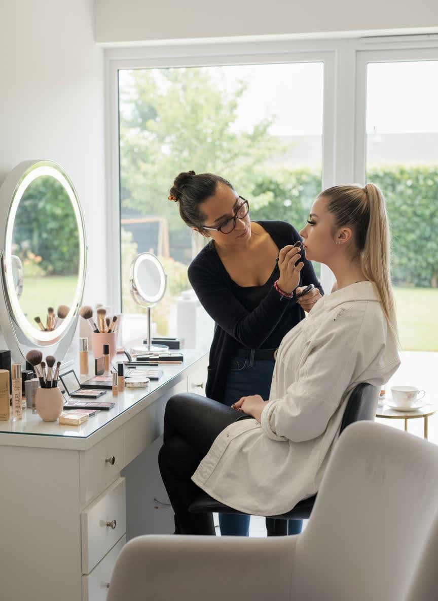 Crissie giving makeup lesson in Chandlers Ford