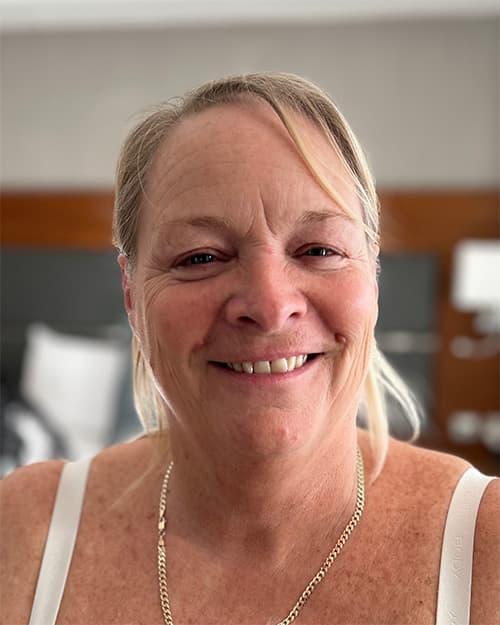 Client before birthday makeup — natural bare face