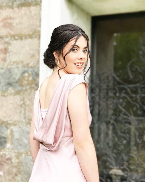 Prom girl in prom dress with her makeup