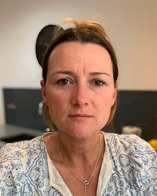 Client before smokey eye makeup — minimal makeup