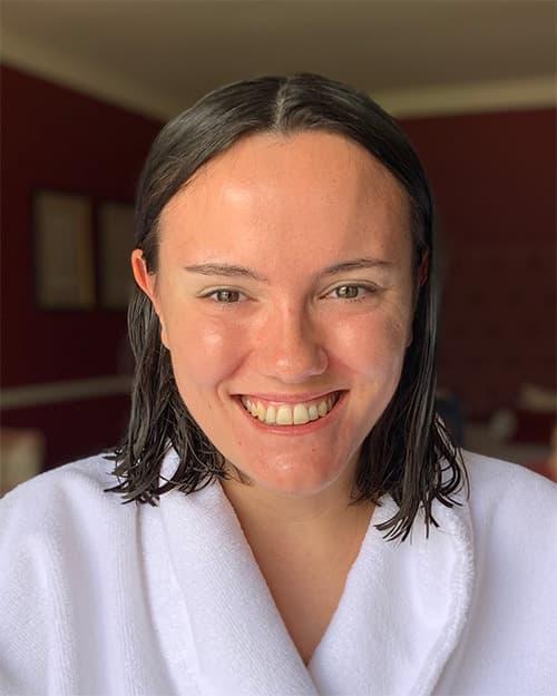 Client before bridesmaid makeup — minimal makeup